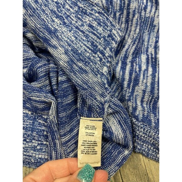 Soft Surroundings Oceana Cardigan Sweater Large Blue Short Sleeve Double V Neck - Picture 6 of 8